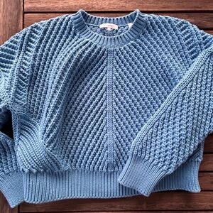 Vince Directional Blue Rib Pullover Sweater
